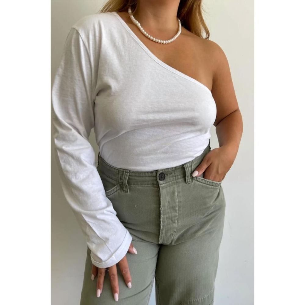 Donni. Jersey One Shoulder Cotton Blend Lightweight Long Sleeve Top XXL NWT